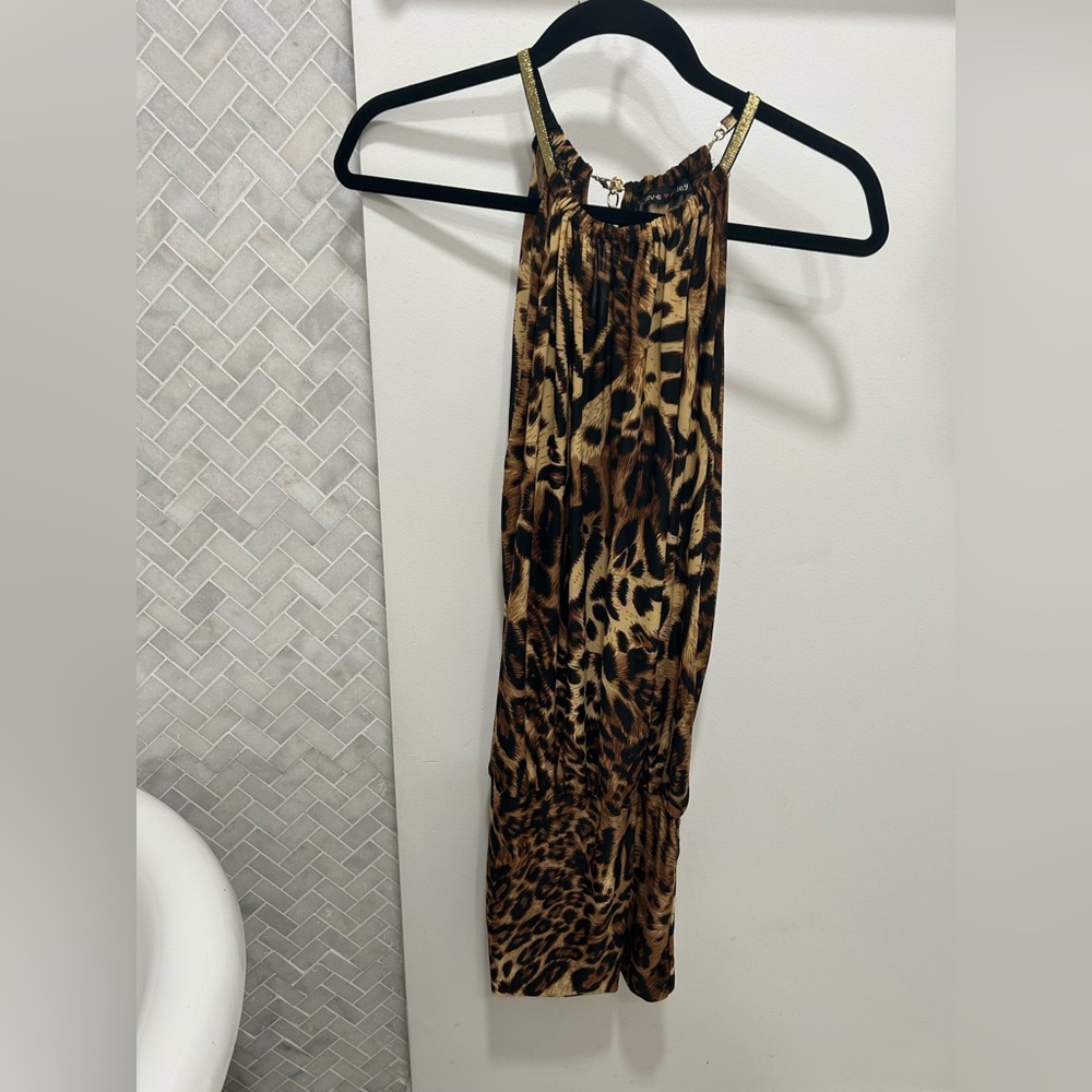 Y2K Leopard Print Halter bubble Dress